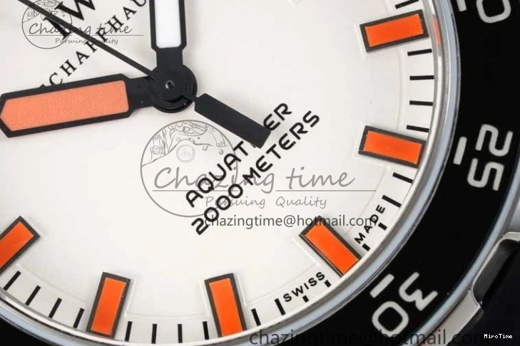 MIROTIME 0131 Aquatimer Automatic SS RSF 1:1 Best Edition White Orange Dial on Black Rubber Strap A Supportive 7069